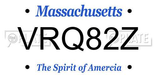VRQ82Z Massachusetts License Plate