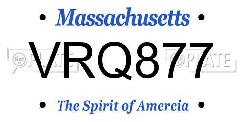 VRQ877 Massachusetts License Plate