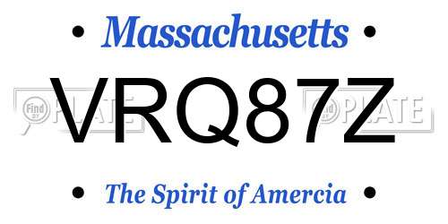 VRQ87Z Massachusetts License Plate