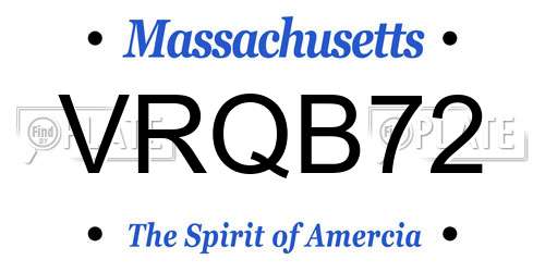 VRQB72 Massachusetts License Plate