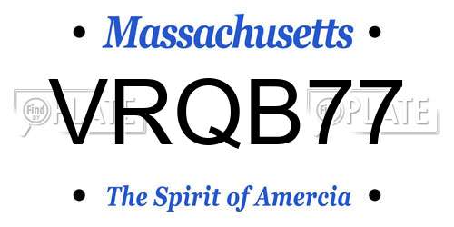 VRQB77 Massachusetts License Plate