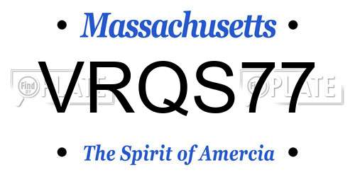 VRQS77 Massachusetts License Plate