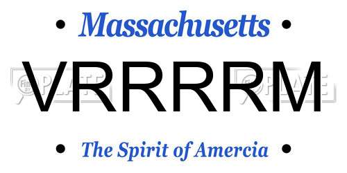 VRRRRM Massachusetts License Plate