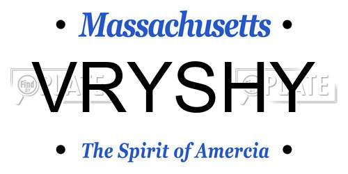 VRYSHY Massachusetts License Plate