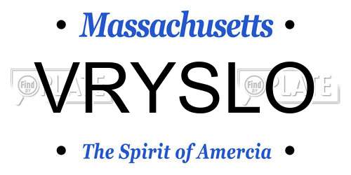 VRYSLO Massachusetts License Plate