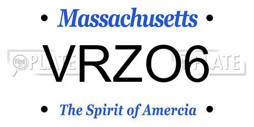 VRZO6 Massachusetts License Plate