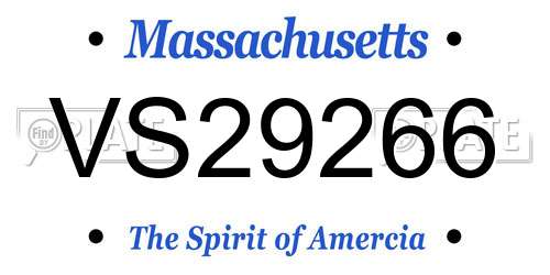 VS29266 Massachusetts License Plate