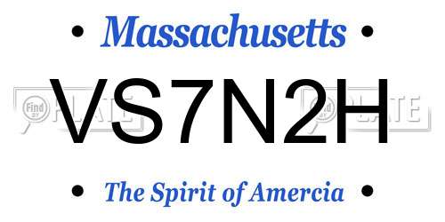 VS7N2H Massachusetts License Plate