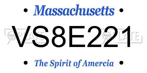 VS8E221 Massachusetts License Plate