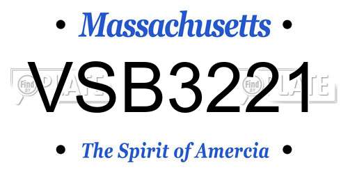 VSB3221 Massachusetts License Plate