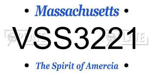 VSS3221 Massachusetts License Plate