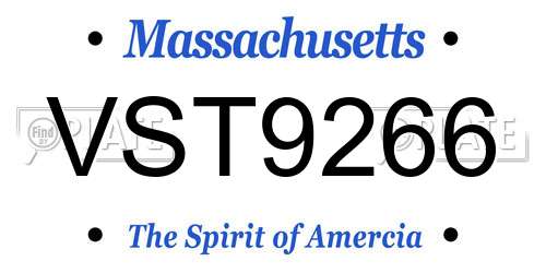 VST9266 Massachusetts License Plate