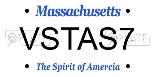 VSTAS7 Massachusetts License Plate