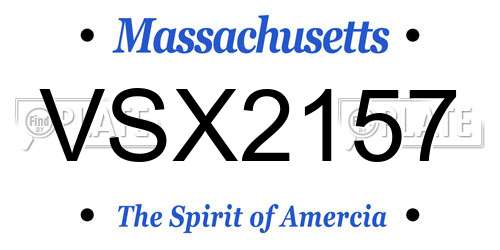 VSX2157 Massachusetts License Plate