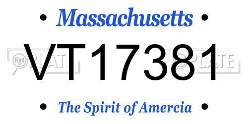 VT17381 Massachusetts License Plate