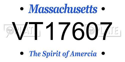 VT17607 Massachusetts License Plate