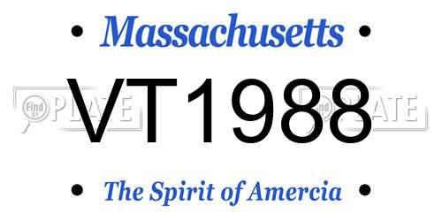 VT1988 Massachusetts License Plate
