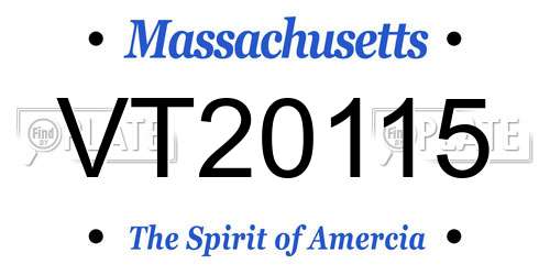 VT20115 Massachusetts License Plate