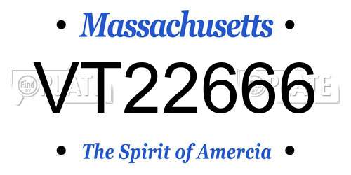 VT22666 Massachusetts License Plate