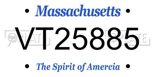 VT25885 Massachusetts License Plate
