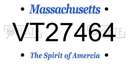 VT27464 Massachusetts License Plate