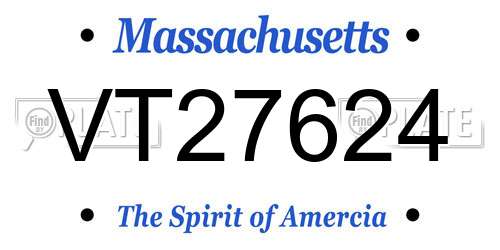 VT27624 Massachusetts License Plate