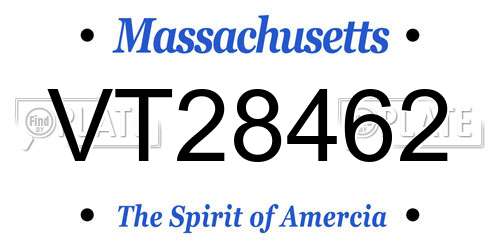 VT28462 Massachusetts License Plate