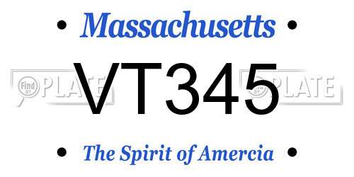 VT345 Massachusetts License Plate