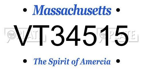 VT34515 Massachusetts License Plate