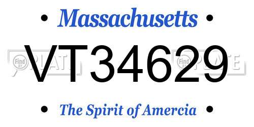 VT34629 Massachusetts License Plate