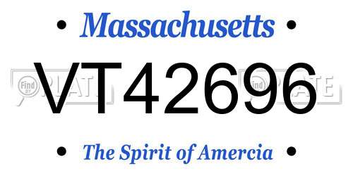 VT42696 Massachusetts License Plate