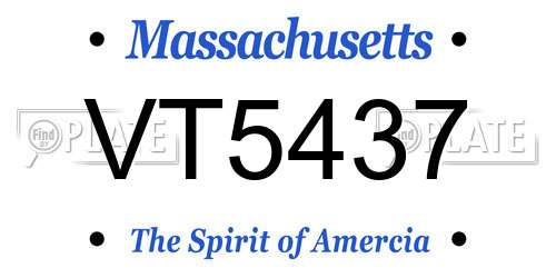 VT5437 Massachusetts License Plate