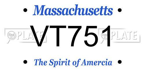 VT751 Massachusetts License Plate