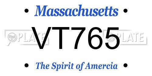 VT765 Massachusetts License Plate