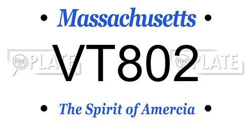 VT802 Massachusetts License Plate
