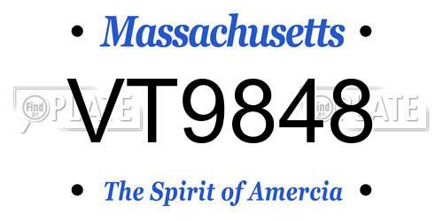 VT9848 Massachusetts License Plate