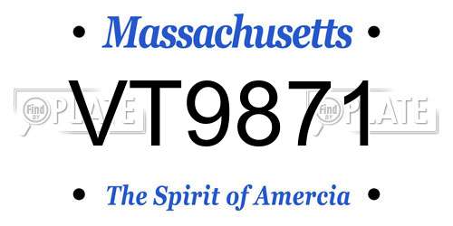 VT9871 Massachusetts License Plate