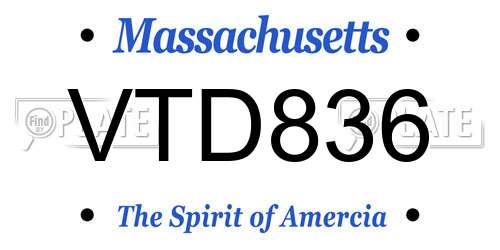 VTD836 Massachusetts License Plate