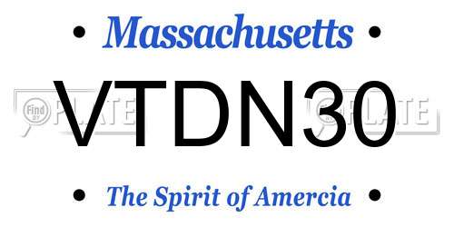 VTDN30 Massachusetts License Plate
