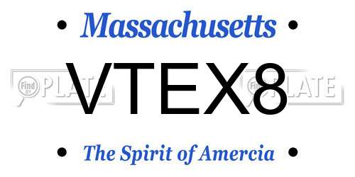 VTEX8 Massachusetts License Plate