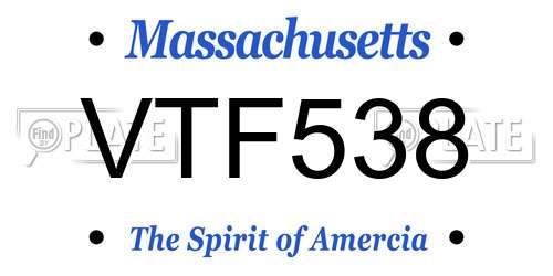 VTF538 Massachusetts License Plate