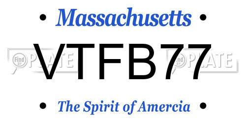 VTFB77 Massachusetts License Plate