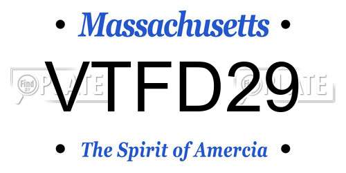 VTFD29 Massachusetts License Plate