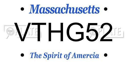 VTHG52 Massachusetts License Plate