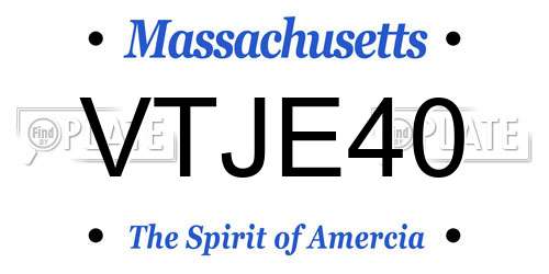 VTJE40 Massachusetts License Plate