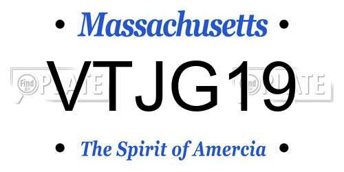 VTJG19 Massachusetts License Plate