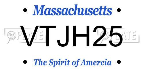 VTJH25 Massachusetts License Plate