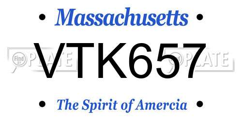 VTK657 Massachusetts License Plate