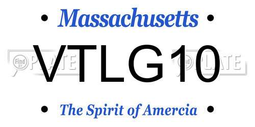 VTLG10 Massachusetts License Plate