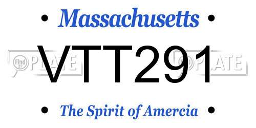 VTT291 Massachusetts License Plate